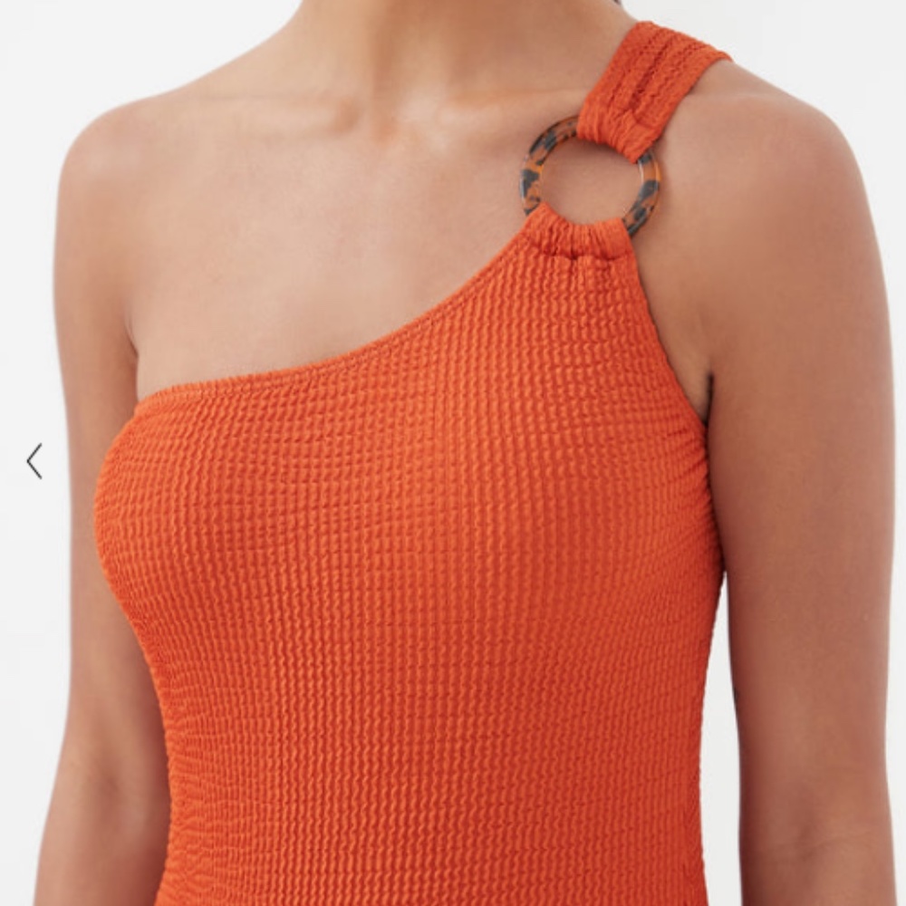 TRUE ONE SHOULDER CRINKLE SWIMSUIT ORANGE